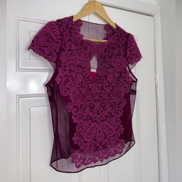 Karen Millen Purple Top Lace Overlay UK 12 - Picture 2 of 9